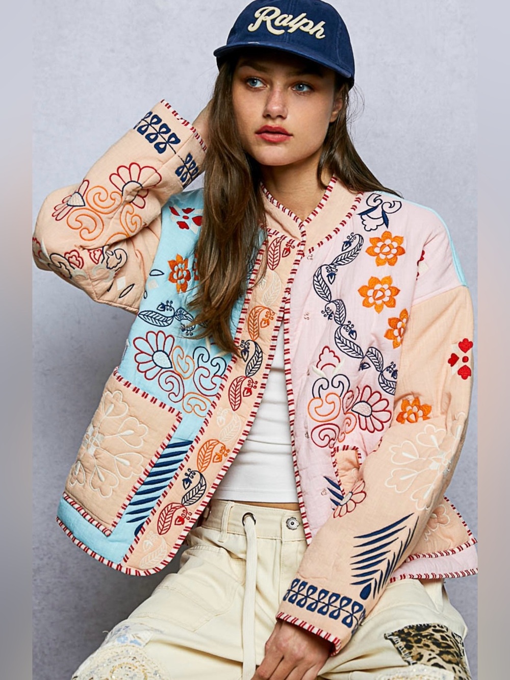 POL Graphic Colorful Embroidery Roomy Fit Jacket